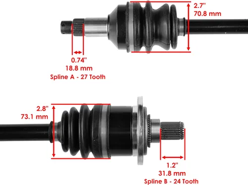 Vista 3 de Caltric Eje de junta CV delantero izquierdo compatible con Arctic Cat 700 4X4 Diesel / 700 Super Duty Diesel