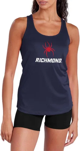 Vista 18 de Camiseta deportiva sin mangas oficial de NCAA Collegiate para mujer, con espalda cruzada, colección con logotipo primario