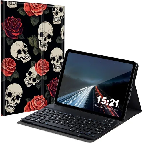 Vista 10 de Funda de teclado para Samsung Galaxy Tab S6 Lite 2022/2020, Galaxy Tab S6 Lite SM-P610/P613/P615/P619 con teclado Bluetooth inalámbrico desmontable