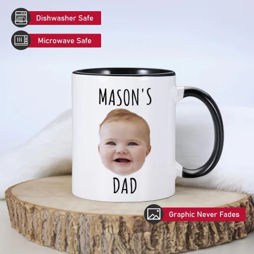 Vista 5 de Taza de café personalizada, tazas personalizadas con la cara de tus hijos, taza de bebé personalizada con nombre, taza con foto personalizada