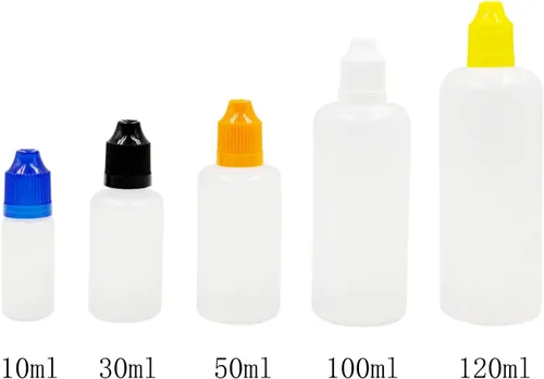 Vista 7 de NANSHINE Botellas de plástico con gotero de 0.3 fl oz x 50 LDPE, recipientes vacíos con tapa
