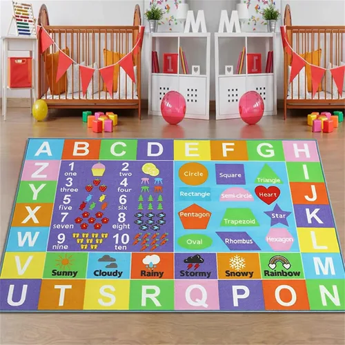 Vista 8 de Alfombra educativa para niños, 3 x 4 pies, alfombra de bienvenida de lápiz de colores, alfombras de aula primaria, adecuadas para salas