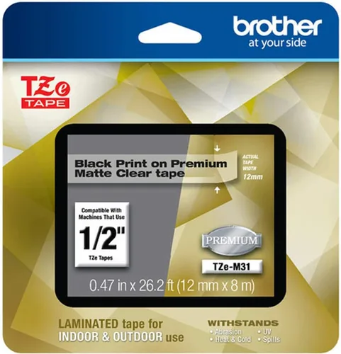 Vista 29 de Brother - Cinta laminada TZe135, 1/2 pulgada, blanco sobre transparente