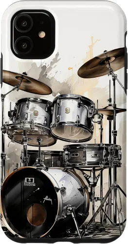 Vista 8 de Vintage Drum Set Drawing Funda para iPhone 17