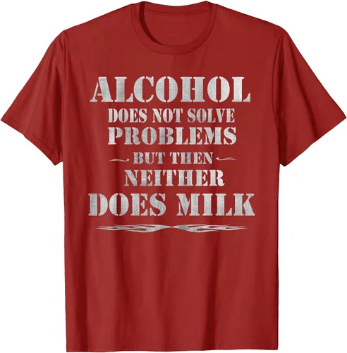 Vista 13 de Alcohol Does Not Solve Problems. But Then, Neither Does Milk T-Shirt Asphalt Grey