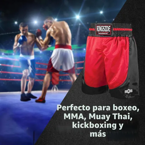 Vista 5 de Ringside Pro-Style Boxing Trunks, Satin Shorts for Men and Women, Ideal for Boxing, MMA, Muay Thai Rojo/Negro