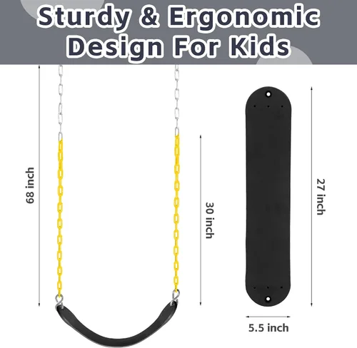 Vista 3 de Heavy Duty Swing Seat Chain Plastic Coated Swing Set Accesorios (negro)