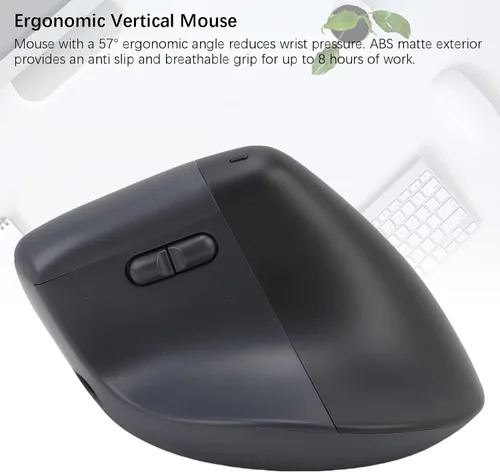 Vista 7 de XUMIUZIY Wireless Vertical Ergonomic Mouse, 2.4G / Bluetooth Vertical Optical Mouse with 6 Buttons, 800/1200/1600 Adjustable DPI, Quiet Clicks, for