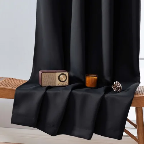 Vista 8 de Aiyufeng - Cortinas opacas negras cortas de 36 pulgadas para Halloween, juego de 2 paneles con bolsillo de barra para privacidad, cortinas de capas