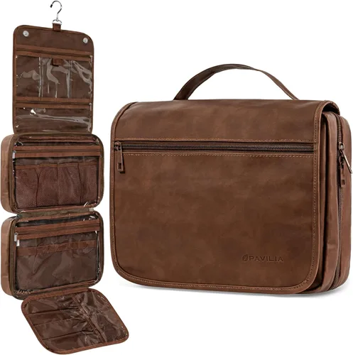 Vista 9 de PAVILIA Neceser colgante para mujeres y hombres, organizador de cosméticos plegable, bolsa de viaje, bolsa de maquillaje resistente al agua