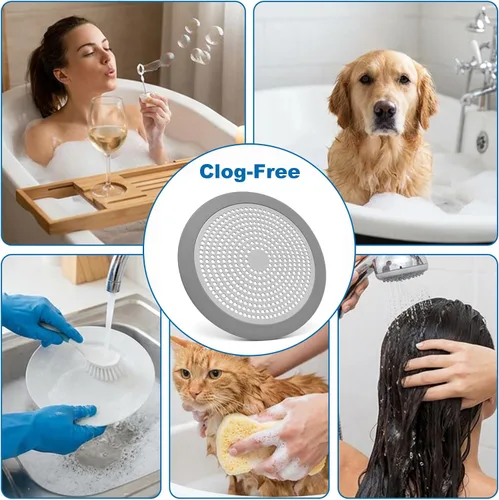 Vista 5 de 1 unids Flat Shower Drain Catcher Hair Catcher Shower Drain Cover