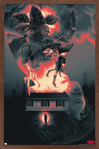 Vista 17 de Trends International Netflix Stranger Things - Póster de pared de siluetas, 22.4 pulgadas de largo x 14.7 pulgadas, versión enmarcada en madera