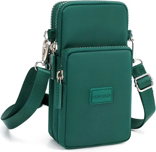 Vista 14 de YINHEXI Bolsos cruzados pequeños para mujer, a la moda, mini compartimento triple para teléfono celular, monederos cruzados Negro