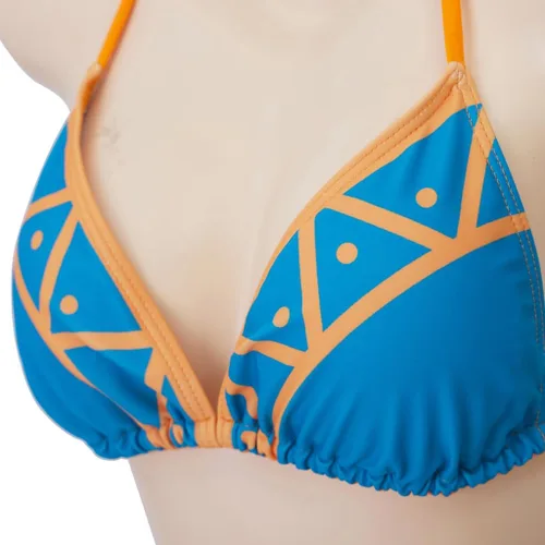 Vista 6 de Breath The Wild Cosplay Princess Zelda traje de baño sexy bikini azul conjunto de dos piezas trajes de baño trajes de baño halter traje de baño