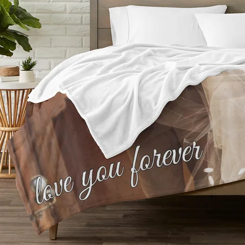 Vista 3 de Manta de fotos personalizada para bodas, parejas, fotos para familiares, amigos, regalos personalizados de Navidad y cumpleaños, fabricada