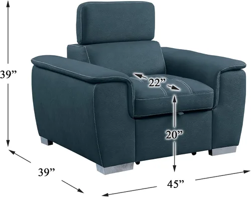 Vista 3 de Homelegance Ferriday - Tumbona convertible de 45 pulgadas, color azul