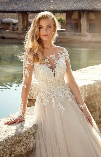Vista 2 de TIRAS Vestidos de novia de playa para mujer para novia 2024 Bohe Lace Appliqued vestidos de novia de novia CM001