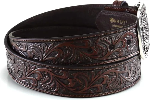 Vista 2 de ARIAT Western Belt A10006944 - Hebilla de cristal en relieve floral para mujer