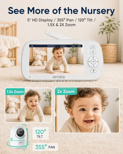 Vista 3 de Monitor de video para bebés con cámara y audio, sin WiFi