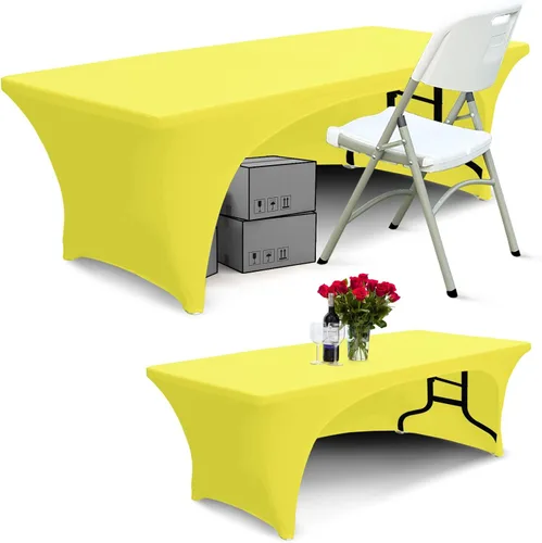 Vista 17 de ABCCANOPY - Mantel elástico de 1,2 m para mesa, ajustado, con parte trasera abierta, lavable, salvamanteles para mesas rectangulares, color negro