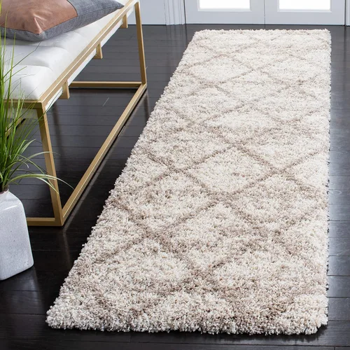 Vista 81 de SAFAVIEH Hudson Shag Collection - Alfombra decorativa de 2 x 3 pies, color beige y marfil, diseño moderno de enrejado, no desprende pelusa