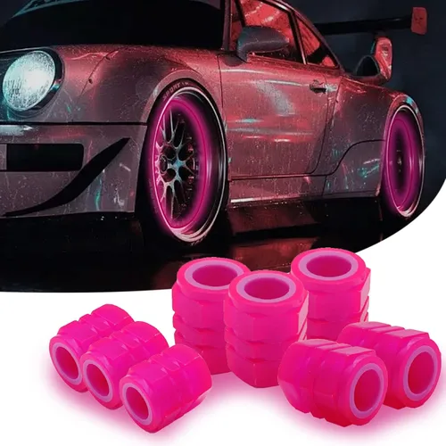 Vista 10 de 8 piezas de tapas de vástago de válvula de neumático para coche, tapas universales para válvula de neumático de coche que brillan en la oscuridad