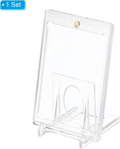 Vista 3 de PATIKIL Tarjetero magnético con soporte, 1 juego de 35 PT de plástico duro transparente, protector impermeable para almacenamiento de tarjetas Dorado