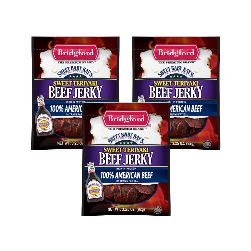 Vista 13 de Bridgford Sweet Baby Ray's Beef Jerky Honey BBQ de 3.25 onzas, paquete de 2 – Cecina alta en proteínas para impulso de energía del mediodía