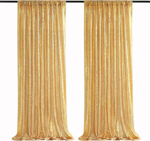 Vista 13 de 2 cortinas de 2 x 8 pies de lentejuelas con brillantina para marco de fotografía, para fiestas o fondos de fotografía