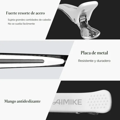 Vista 3 de AIMIKE Accesorios de peinado y seccionamiento del cabello, paquete de 12 pinzas de silicona antideslizantes para cabello grueso y fino, calidad