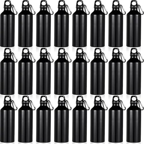 Vista 9 de 24 botellas de agua de aluminio de 17 onzas, botellas reutilizables de aluminio con clips, paquete múltiple de agua ligera para deportes, fácil