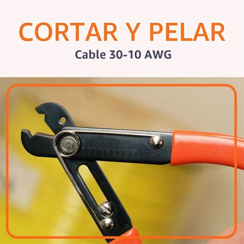 Vista 2 de Paladin Tools PA1161 - Herramienta pelacables ajustable, cortador de cables eléctrico, 30-10 AWG (grado profesional)