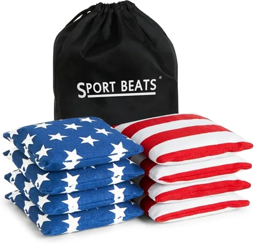Vista 11 de SPORT BEATS Juego de 8 Bolsas de Cornhole de Peso y Tamaño Reglamentario Incluye Estuche de Transporte Negro y naranja