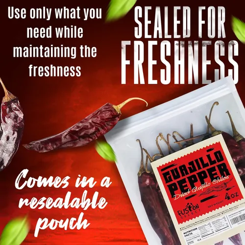 Vista 6 de Fusion Select Guajillo Chiles Pepper – Natural y Premium – Recetas mexicanas como topo, tamales, salsa, salsa – Paquete resellable (4 onzas)