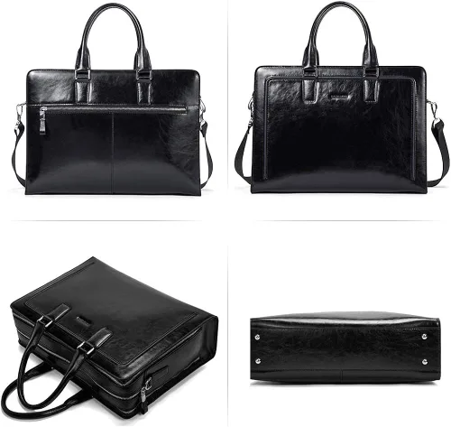 Vista 3 de BOSTANTEN Maletín de cuero genuino para mujer, bolso de mano vintage de 15.6 pulgadas, bolso de hombro para portátil y carteras de cuero para mujer
