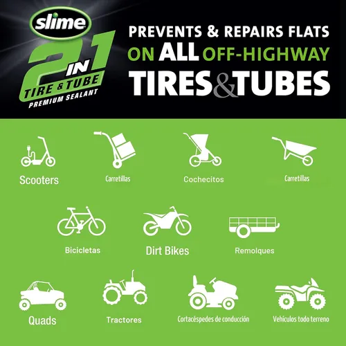 Vista 7 de Slime 10207 Sellador de reparación de pinchazos 2 en 1 para neumáticos y tubos, 2 en 1, premium, prevención y reparación, adecuado para todos