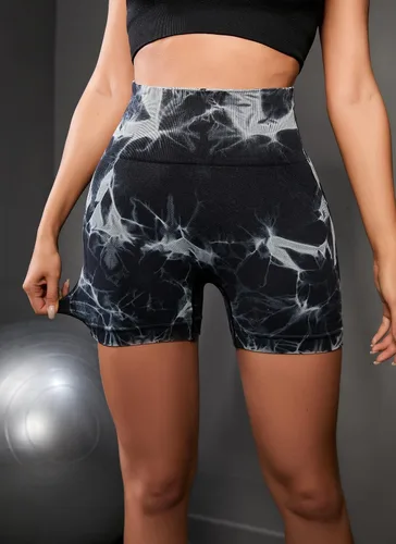 Vista 2 de OVESPORT Pantalones cortos de entrenamiento para mujer, con levantamiento de glúteos, cintura alta, para yoga, gimnasio, sin costuras, pantalones