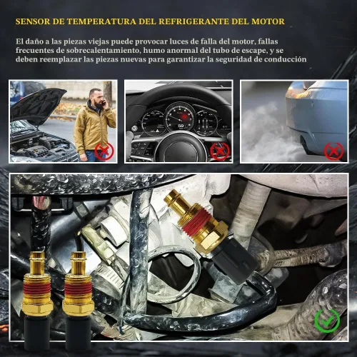 Vista 4 de Sensor de temperatura del refrigerante del motor, sensor de temperatura del agua, sensor de temperatura ECT de piezas de automóvil compatible