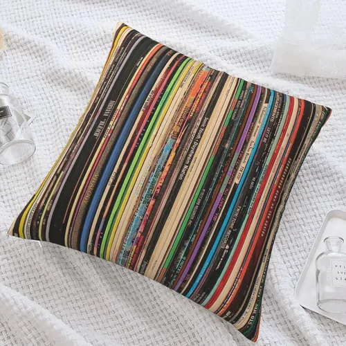 Vista 5 de Funda de almohada cuadrada clásica de discos de rock alternativo, funda de almohada decorativa con funda de cojín para coche, sofá, silla, cama
