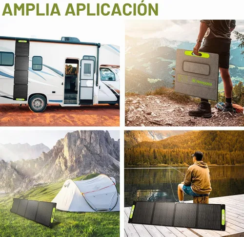 Vista 9 de Newpowa Kit de panel solar portátil de 200W con estuche de soporte ajustable, panel plegable de 200 vatios 12 voltios + controlador MPPT de 20A +