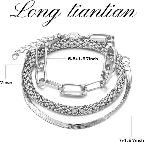 Vista 189 de Long tiantian Pulsera de oro gruesa para mujer, pulseras de oro delicadas, pulseras para mujer, pulseras apilables de eslabones de cadena
