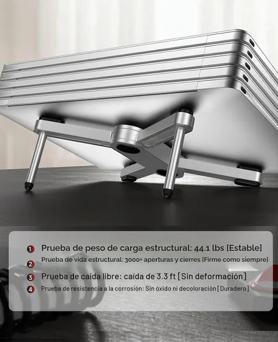 Vista 6 de YICOSUN New Concept - Soporte ergonómico ajustable de aluminio para MacBook Pro/Air de hasta 15.6 pulgadas, soporte de computadora plegable