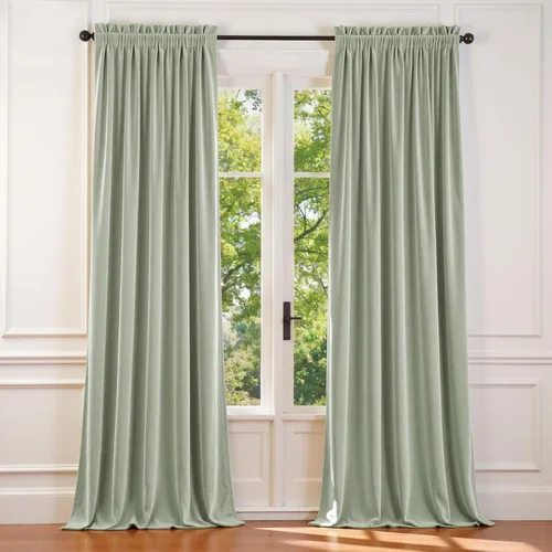 Vista 52 de Lazzzy - Cortinas de terciopelo blanco de 63 pulgadas de largo para sala de estar o dormitorio, cortinas con filtro de luz, aislación térmica