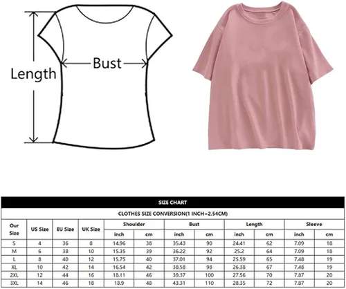 Vista 2 de Camiseta básica de verano para mujer camisetas de gran tamaño casual holgada cuello redondo para mujer