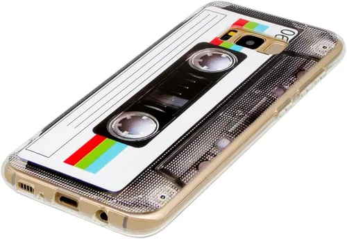 Vista 4 de FAteamll Funda para Galaxy S8 acabado mate con TPU suave parachoques retro cassette cinta caso compatible con Samsung Galaxy S8