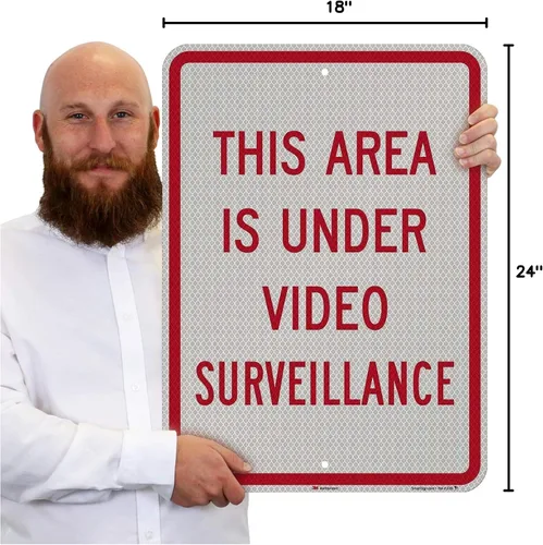 Vista 7 de SmartSign Letrero con texto en inglés "This Area Is Under Video Surveillance" Aluminio reflectante de grado de alta intensidad 3M de 18 x 24