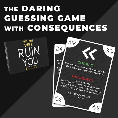Vista 3 de Paquete de este juego te arruinará, juegos de cartas para adultos y despedidas de soltera, juegos de fiesta para estudiantes universitarios e ideas