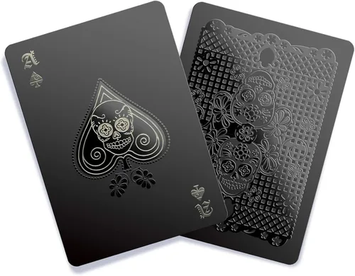 Vista 2 de Gent Supply - Juego de cartas negras impermeables, edición Día de los Muertos, edición Oro Plata y Negro