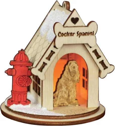Vista 18 de Basset Hound Dog Tea Light Display Adorno de Navidad de madera para árbol de Navidad