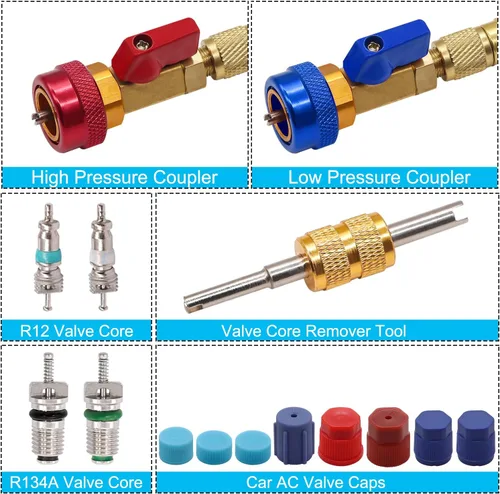 Vista 3 de TWTADE Kit de herramientas de instalación de extracción rápida de núcleo de válvula R134A - Herramienta de extracción de núcleo de válvula de aire